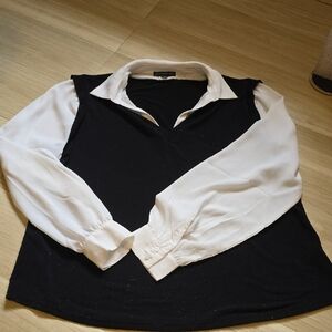 Adrianna Papell Black and White Layered Blouse